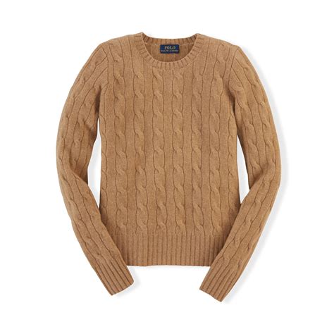 Lyst Ralph Lauren Cable Knit Cashmere Sweater In Brown