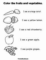 Coloring Vegetables Fruits Color Pages Food Worksheets Kids Vegetable Fruit Worksheet Preschool Twistynoodle Printable Kindergarten Sheet Activities Ingles Healthy Template sketch template