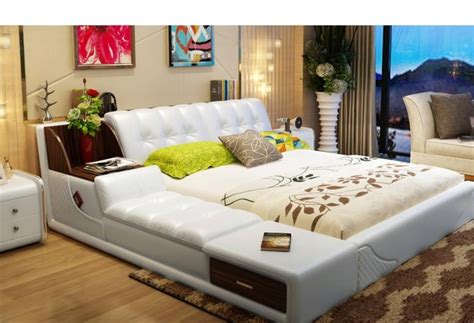 modern soft leather beds  storage  aashis