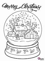 Kleurplaat Sneeuwbol Bubakids Volwassenen Winterse Globes sketch template