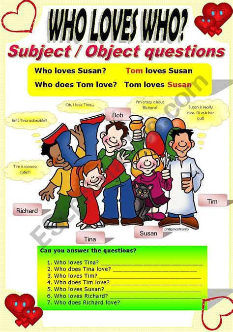 subjectobject questions esl worksheet  pilarmham