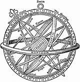 Drawing Clipart Astronomy Tattoo Clip Sundial Armilla Armillary Sphere Sextant Dial Copernicus Sun Compass Etc Vintage Symbol Astrolabe Google Usf sketch template