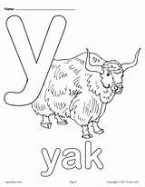 Alphabet Yak sketch template