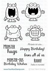 Monster Stamp Stamps Silly Monsters Clear Card Sets Coloring Pages Cards Birthday Choose Board sketch template