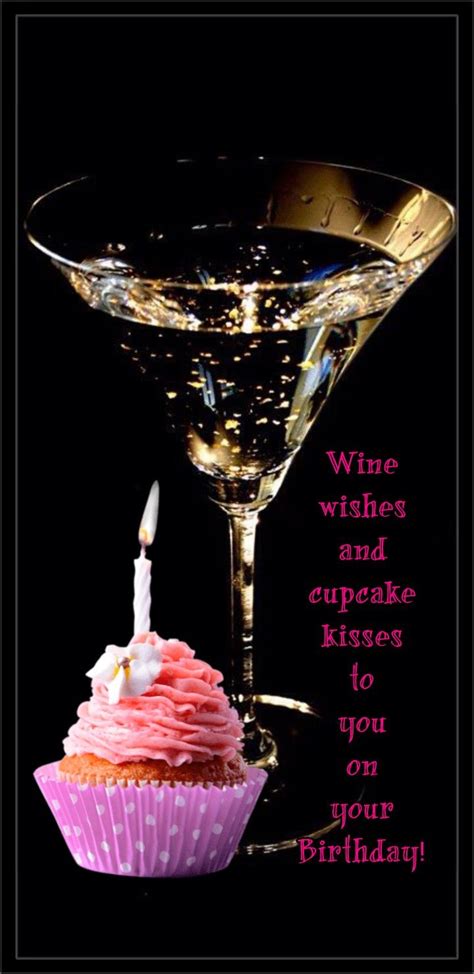 Happy Birthday Wine And Cupcake Happy Birthday Wine Happy Birthday