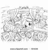 Window Peeking Coloring Clipart Outline Through Girl Illustration Royalty Rf Bannykh Alex sketch template