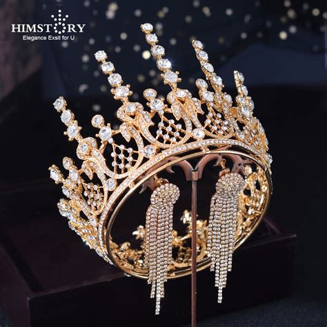 himstory vintage royal queen tiaras crown gold bridal tiara sparkling