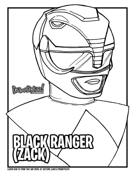 draw black ranger zack mighty morphin power rangers drawing