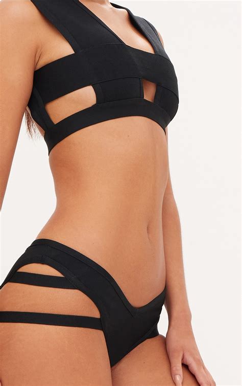 Black Bandage Bikini Set Prettylittlething Usa