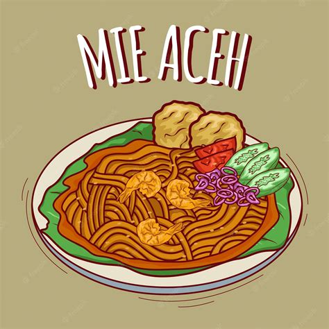 Premium Vector Mie Aceh Illustration Indonesian Food With Cartoon Style