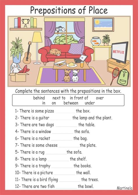 prepositions  place eso worksheet   english prepositions