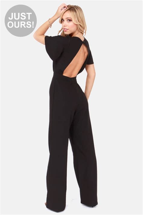 sexy black jumpsuit backless jumpsuit wide leg jumpsuit cutout