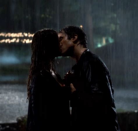 Ian Somerhalder And Chris Wood Re Creating Delena S Epic Rain Kiss Is