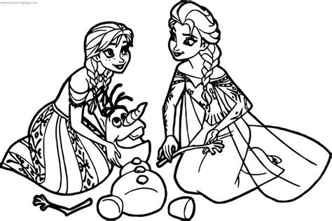frozen anna elsa olaf coloring page