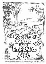 Pages Coloring Bible Eternal Life Colouring Jesus Trust God Scripture Adult Kids Trusting Christian Sunday School Sheets Activities Who Verse sketch template