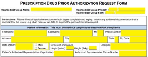 Free Medicaid Prior Prescription Rx Authorization Form Pdf