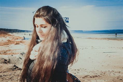 model russian women latvia brunette long hair dark hair beach sea hd wallpapers desktop