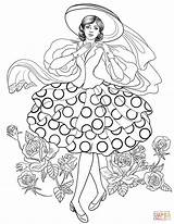 Coloring Lady Pages Stylish Fashion 50s Printable Book Supercoloring Sheets Drawing Elegant sketch template