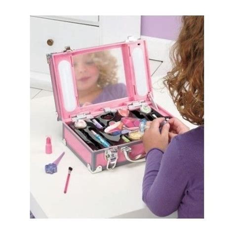 girls lighted makeup mirror station slumber party makeover nail polish