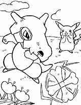 Pokemon Cubone Pikachu Coloringhome Printouts sketch template