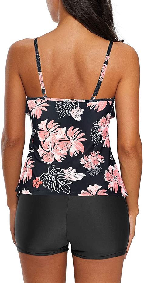 zando women floral tankini tummy control swimwear tank top retro