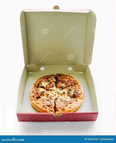 pepperoni pizza  box stock image image  cheese isolated