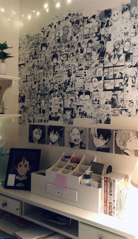 manga wall anime room decor inspo fairy lights attack on titan levi