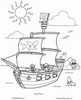 Pirate Coloring Pages Ship Printable Kids Ships Preschool Coloriage Pirata Barco Colorear sketch template