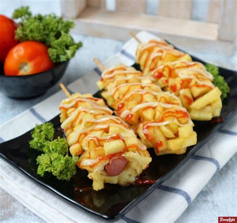 hotang hotdog kentang sostang sosis kentang jajanan kekinian enak