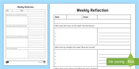 weekly reflection template