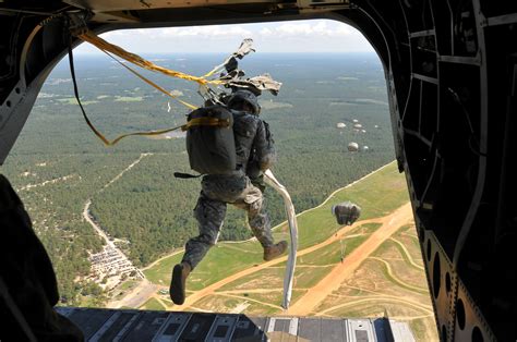 paratrooper jumps   ch  chinook helicopter  operation federal eagle  joint