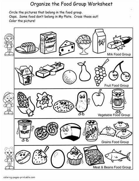 cute food coloring pages food group worksheet coloring pages printablecom