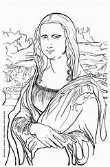 Mona Lisa Coloring Simple History Famous Painting sketch template