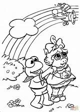 Coloring Pages Rainbow Piggy Miss Gonzo Printable Kermit sketch template