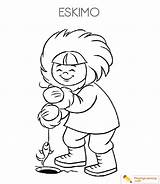 Coloring Eskimo Igloo sketch template