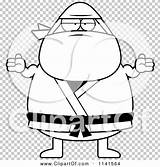 Shrugging Chubby Careless Ninja Man Outlined Coloring Clipart Vector Cartoon Thoman Cory sketch template