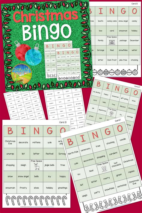 christmas bingo activity   unique bingo cards  set