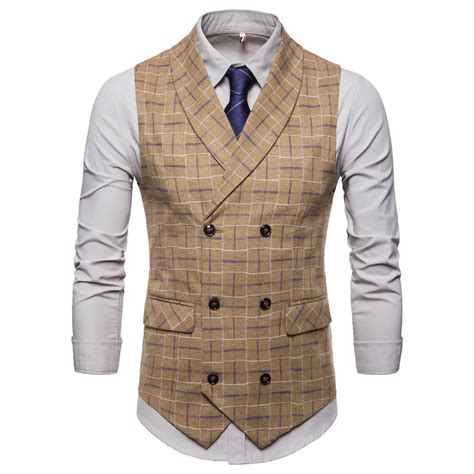 suit vest men jacket sleeveless vintage tweed vest fashion spring autumn  size