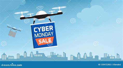 drone carrying  cyber monday advertisement banner stock vector illustration  flying