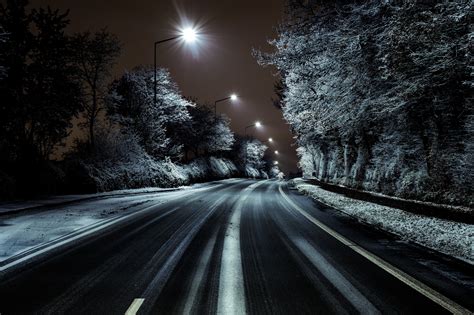hintergrundbilder dunkel nacht beleuchtung strasse winter baeume