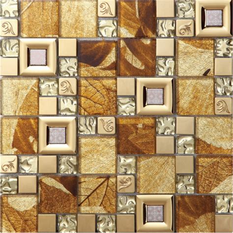 Brown Crystal Glass Mosaice Tile 304 Stainless Steel Free Shipping Wall