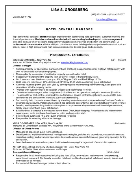 sample resume hotel general manager susamiakaneb