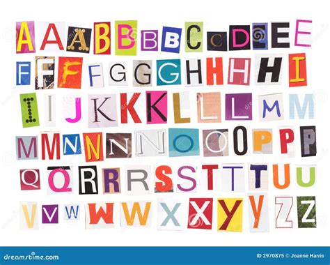 alphabet magazine cutouts stock image image