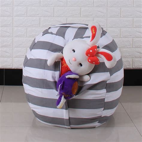 storage bags stripe fabric animal plush toy storage bean bag soft cotton pouch kids gift drop