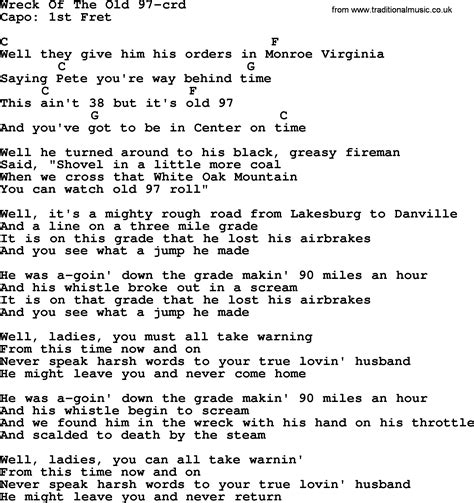 woody guthrie song wreck     lyrics  chords