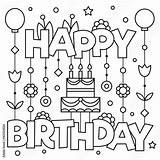 Gelukkige Birhday Kleurende Vectorstock sketch template