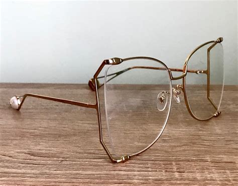 eyeglasses frame gucci gg0252s 001 gold clear demo lens etsy