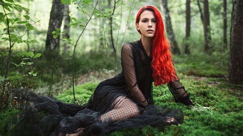Wallpaper Igor Kondukov Women Redhead Dyed Hair Long Hair Wavy