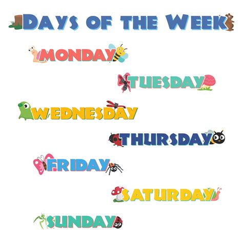 printable days   week chart printablee