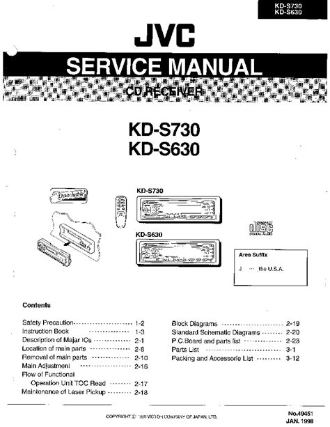 jvc kd  kd  service manual  schematics eeprom repair info  electronics experts